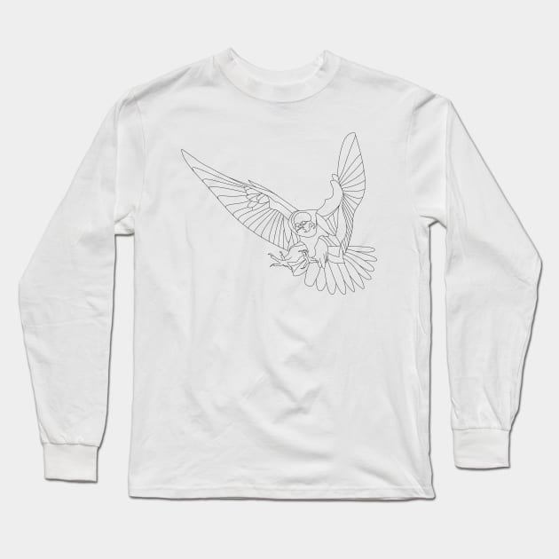 a hawk in ecopop zen art doodle wallpaper Long Sleeve T-Shirt by jorge_lebeau